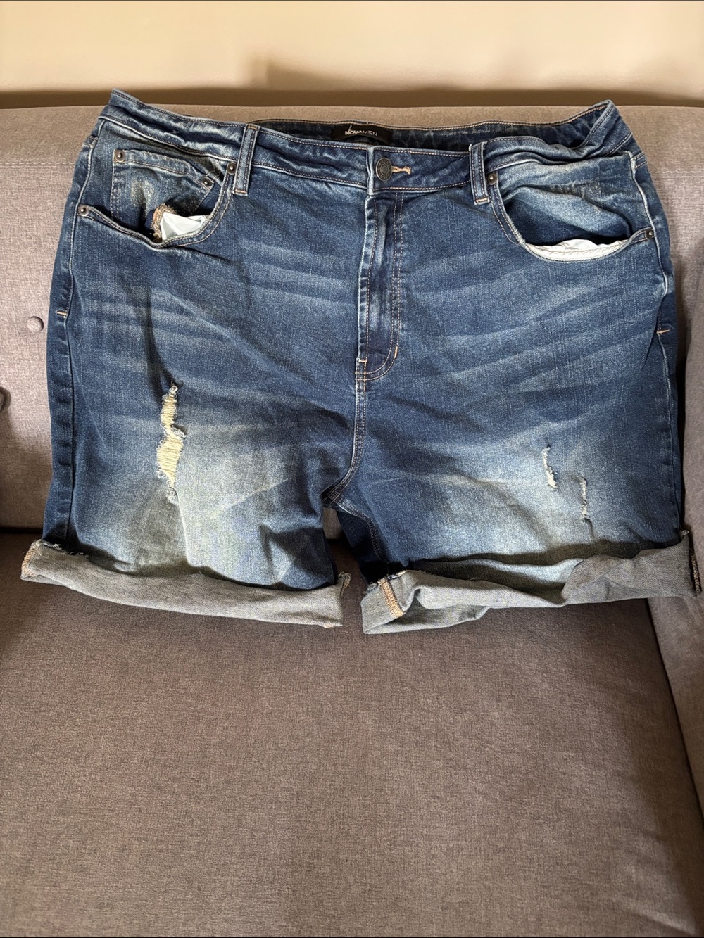 Fashion NOVA MEN Men's‎ Shorts Size 38 Blue Denim Jean Shorts Rips Distressed